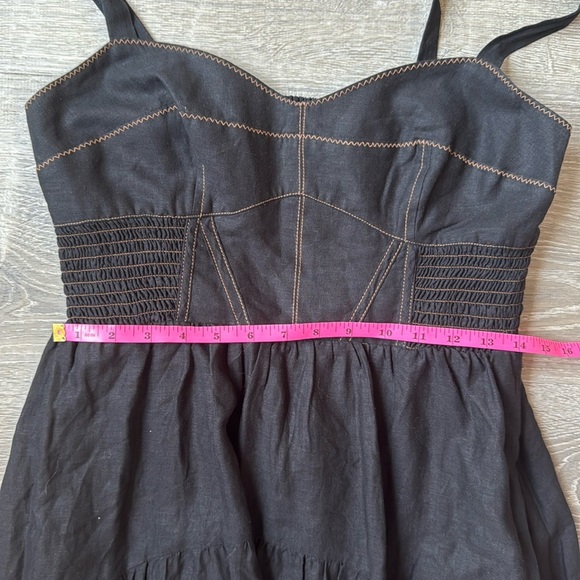 By Anthropologie Appliqué linen blend Midi Dress Medium - Picture 12 of 15